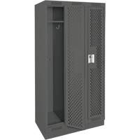 Clean Line Lockers, Bank of 3, 36" x 12" x 76", Steel, Charcoal, Rivet (Assembled), Perforated Duraquip Inc