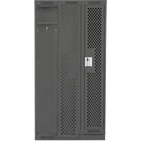 Clean Line Lockers, Bank of 3, 36" x 12" x 76", Steel, Charcoal, Rivet (Assembled), Perforated Duraquip Inc