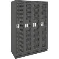 Clean Line Lockers, Bank of 4, 48" x 12" x 76", Steel, Charcoal, Rivet (Assembled), Perforated Duraquip Inc