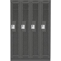 Clean Line Lockers, Bank of 4, 48" x 12" x 76", Steel, Charcoal, Rivet (Assembled), Perforated Duraquip Inc