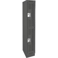 Clean Line Lockers, 2 -tier, 12" x 12" x 76", Steel, Charcoal, Rivet (Assembled), Perforated Duraquip Inc