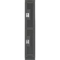 Clean Line Lockers, 2 -tier, 12" x 12" x 76", Steel, Charcoal, Rivet (Assembled), Perforated Duraquip Inc