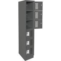 Assembled Lockerettes Clean Line Perforated Economy Lockers, 6 -tier, 18" x 72" x 12", Steel Duraquip Inc