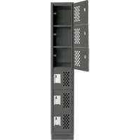 Assembled Lockerettes Clean Line Perforated Economy Lockers, 6 -tier, 18" x 72" x 12", Steel Duraquip Inc