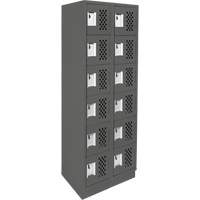 Assembled Lockerettes Clean Line Perforated Economy Lockers, 6 -tier, Bank of 2, 18" x 72" x 12", Steel Duraquip Inc