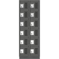 Assembled Lockerettes Clean Line Perforated Economy Lockers, 6 -tier, Bank of 2, 18" x 72" x 12", Steel Duraquip Inc