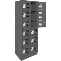 Assembled Lockerettes Clean Line Perforated Economy Lockers, 6 -tier, Bank of 2, 18" x 72" x 12", Steel Duraquip Inc