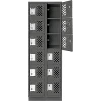 Assembled Lockerettes Clean Line Perforated Economy Lockers, 6 -tier, Bank of 2, 18" x 72" x 12", Steel Duraquip Inc