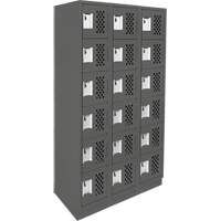 Assembled Lockerettes Clean Line Perforated Economy Lockers, 6 -tier, Bank of 3, 18" x 72" x 12", Steel Duraquip Inc