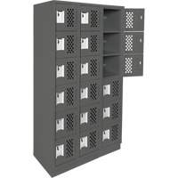 Assembled Lockerettes Clean Line Perforated Economy Lockers, 6 -tier, Bank of 3, 18" x 72" x 12", Steel Duraquip Inc