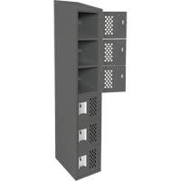 Assembled Lockerettes Clean Line Perforated Economy Lockers, 6 -tier, 18" x 72" x 12", Steel Duraquip Inc
