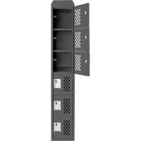 Assembled Lockerettes Clean Line Perforated Economy Lockers, 6 -tier, 18" x 72" x 12", Steel Duraquip Inc