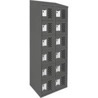 Assembled Lockerettes Clean Line Perforated Economy Lockers, 6 -tier, Bank of 2, 18" x 72" x 12", Steel Duraquip Inc