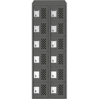 Assembled Lockerettes Clean Line Perforated Economy Lockers, 6 -tier, Bank of 2, 18" x 72" x 12", Steel Duraquip Inc