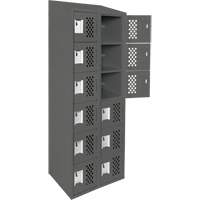 Assembled Lockerettes Clean Line Perforated Economy Lockers, 6 -tier, Bank of 2, 18" x 72" x 12", Steel Duraquip Inc