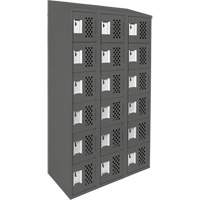 Assembled Lockerettes Clean Line Perforated Economy Lockers, 6 -tier, Bank of 3, 18" x 72" x 12", Steel Duraquip Inc