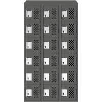 Assembled Lockerettes Clean Line Perforated Economy Lockers, 6 -tier, Bank of 3, 18" x 72" x 12", Steel Duraquip Inc