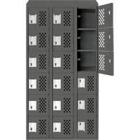 Assembled Lockerettes Clean Line Perforated Economy Lockers, 6 -tier, Bank of 3, 18" x 72" x 12", Steel Duraquip Inc