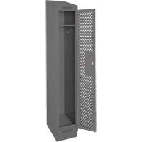 Clean Line Lockers, 12" x 18" x 82", Steel, Charcoal, Rivet (Assembled), Perforated Duraquip Inc