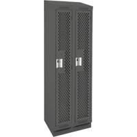 Clean Line Lockers, Bank of 2, 24" x 18" x 82", Steel, Charcoal, Rivet (Assembled), Perforated Duraquip Inc