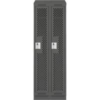 Clean Line Lockers, Bank of 2, 24" x 18" x 82", Steel, Charcoal, Rivet (Assembled), Perforated Duraquip Inc