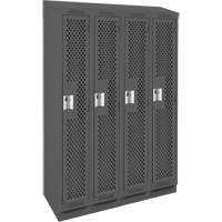 Clean Line Lockers, Bank of 4, 48" x 18" x 82", Steel, Charcoal, Rivet (Assembled), Perforated Duraquip Inc