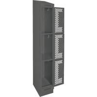 Clean Line Lockers, 3 -tier, 12" x 18" x 82", Steel, Charcoal, Rivet (Assembled), Perforated Duraquip Inc