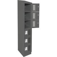 Assembled Lockerettes Clean Line Perforated Economy Lockers, 6 -tier, 18" x 72" x 12", Steel Duraquip Inc