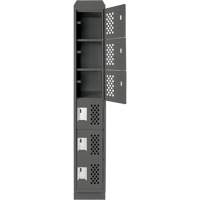 Assembled Lockerettes Clean Line Perforated Economy Lockers, 6 -tier, 18" x 72" x 12", Steel Duraquip Inc