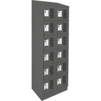 Assembled Lockerettes Clean Line Perforated Economy Lockers, 6 -tier, Bank of 2, 18" x 72" x 12", Steel Duraquip Inc