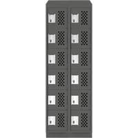 Assembled Lockerettes Clean Line Perforated Economy Lockers, 6 -tier, Bank of 2, 18" x 72" x 12", Steel Duraquip Inc