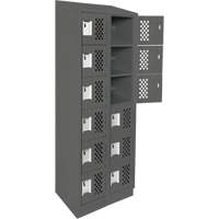 Assembled Lockerettes Clean Line Perforated Economy Lockers, 6 -tier, Bank of 2, 18" x 72" x 12", Steel Duraquip Inc