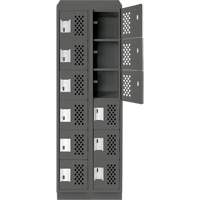 Assembled Lockerettes Clean Line Perforated Economy Lockers, 6 -tier, Bank of 2, 18" x 72" x 12", Steel Duraquip Inc