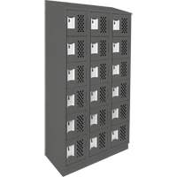 Assembled Lockerettes Clean Line Perforated Economy Lockers, 6 -tier, Bank of 3, 18" x 72" x 12", Steel Duraquip Inc