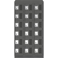 Assembled Lockerettes Clean Line Perforated Economy Lockers, 6 -tier, Bank of 3, 18" x 72" x 12", Steel Duraquip Inc