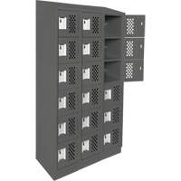 Assembled Lockerettes Clean Line Perforated Economy Lockers, 6 -tier, Bank of 3, 18" x 72" x 12", Steel Duraquip Inc