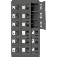 Assembled Lockerettes Clean Line Perforated Economy Lockers, 6 -tier, Bank of 3, 18" x 72" x 12", Steel Duraquip Inc