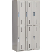 Concorde Heavy-Duty Lockers, 2 -tier, Bank of 3, 36" x 18" x 72", Steel, Grey, Welded (Assembled) Duraquip Inc