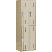 Concorde Heavy-Duty Lockers, 2 -tier, Bank of 2, 24" x 18" x 72", Steel, Beige, Welded (Assembled) Duraquip Inc