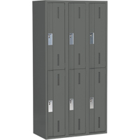 Concorde Heavy-Duty Lockers, 2 -tier, Bank of 3, 36" x 18" x 72", Steel, Charcoal, Welded (Assembled) Duraquip Inc