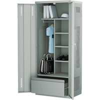 Deluxe Gear Locker, Steel, 36" W x 24" D x 72" H, Grey Duraquip Inc