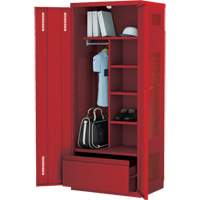 Deluxe Gear Locker, Steel, 36" W x 24" D x 72" H, Red Duraquip Inc