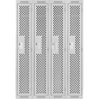 Clean Line Lockers, Bank of 4, 48" x 12" x 72", Steel, Grey, Rivet (Assembled), Perforated Duraquip Inc