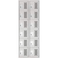 Clean Line Lockerettes, 6 -tier, Bank of 2, 18" x 72" x 12", Steel Duraquip Inc