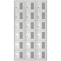 Clean Line Lockerettes, 6 -tier, Bank of 3, 18" x 72" x 12", Steel Duraquip Inc