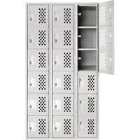Clean Line Lockerettes, 6 -tier, Bank of 3, 18" x 72" x 12", Steel Duraquip Inc