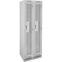 Clean Line Lockers, Bank of 2, 24" x 12" x 76", Steel, Grey, Rivet (Assembled), Perforated Duraquip Inc