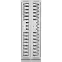Clean Line Lockers, Bank of 2, 24" x 12" x 76", Steel, Grey, Rivet (Assembled), Perforated Duraquip Inc