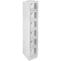 Assembled Lockerettes Clean Line Perforated Economy Lockers, 6 -tier, 18" x 72" x 12", Steel Duraquip Inc