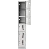 Assembled Lockerettes Clean Line Perforated Economy Lockers, 6 -tier, 18" x 72" x 12", Steel Duraquip Inc